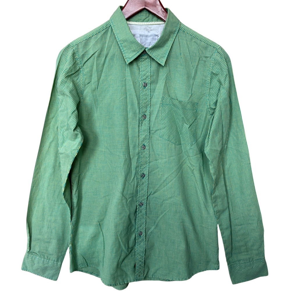 Toddland Green Yellow Gingham Button Down Shirt Long Sleeve Womens Medium